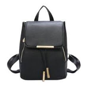 Wink Kangaroo Backpack Handbag Purse Drawstring  Black Backpack Gold Accents